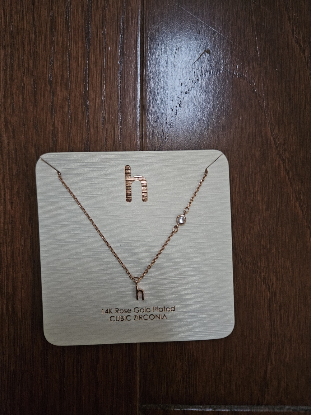 Francesca 14K Rose Gold Plated 'h' Initial Necklace with CZ Accent